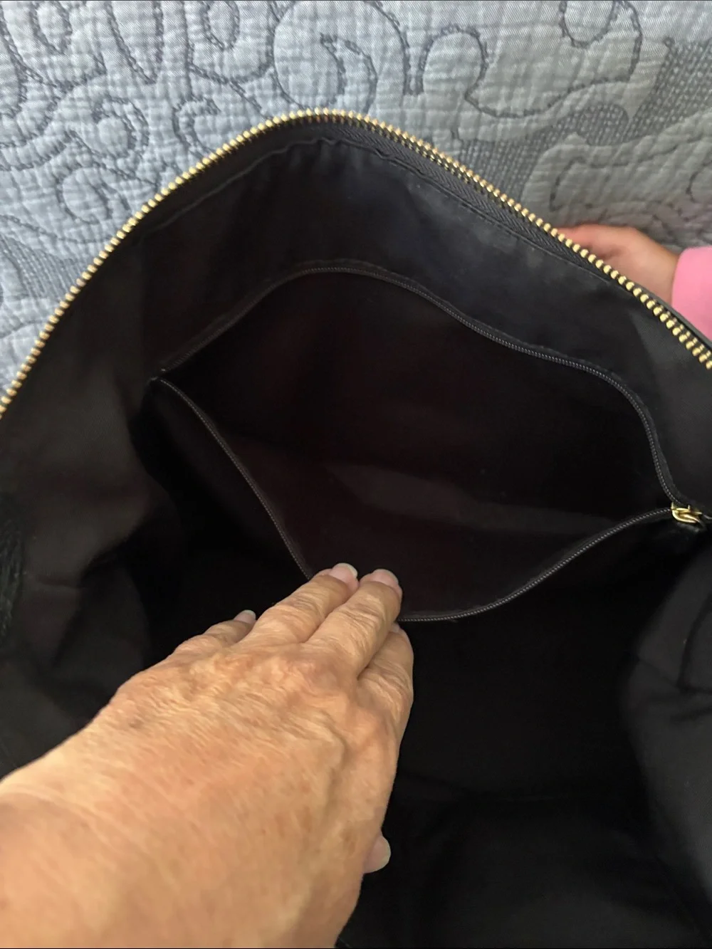 Coach Black Leather Tote/Diaper Bag with Gold-Tone Logo